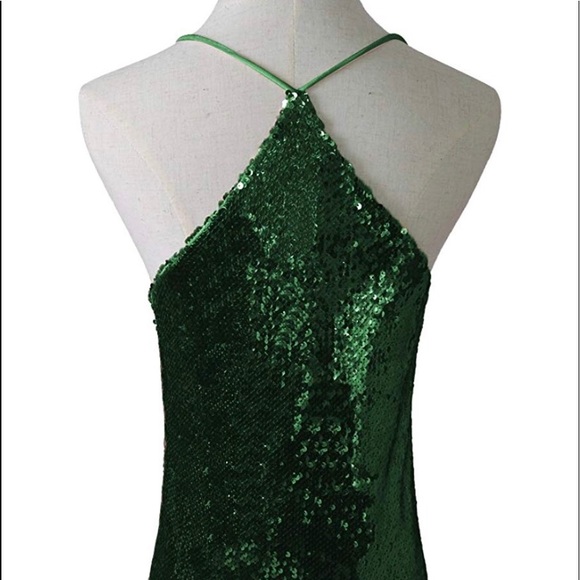 Green sequin club tank top - Picture 4 of 5